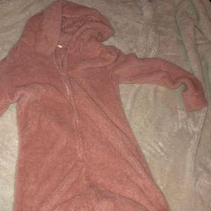 Cute fleece short onesie.